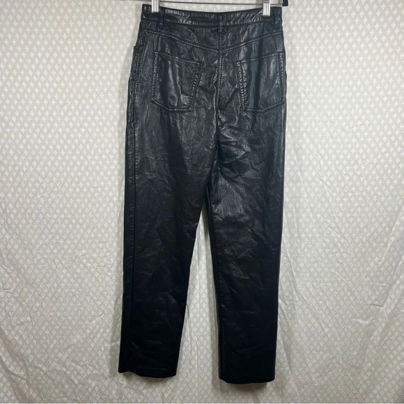 Aritzia Wilfred Black Faux Leather Melina Straight Leg Pants - Picture 4 of 5